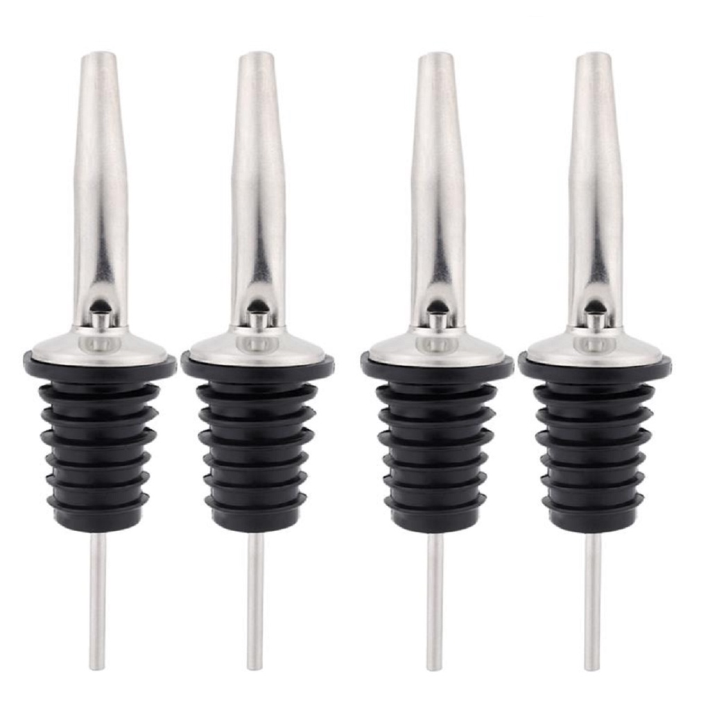 Kit 04 Bico Dosador Inox Biqueira de Garrafa Bar Bartender Bebidas Vodka Drink Tequila
