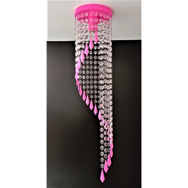 Lustre Luminária Cor de Rosa - Sala Quarto Cozinha Corredor - 40 cm de Altura em Oferta na Shopee