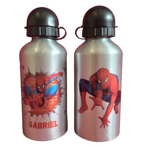Garrafa squeeze alumínio garrafinha personalizada com nome Homem Aranha, garrafinha para escolar