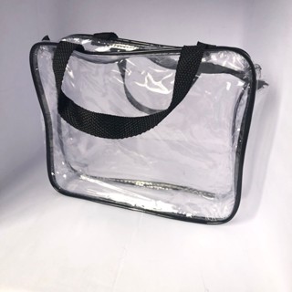 Necessaire MALOTE TRANSPARENTE E PRETA 30x23 com alça para maquigem, curso, esmalte, viagem etc