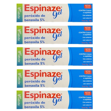 kit 5x Espinaze gel com Benzoíla 5% 20g Tratamento De Acnes Igual ao Acnezil