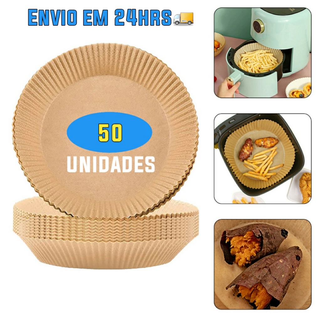 Kit 50 Forros De Papel Tapete Forma Kit Airfryer Microondas Forno