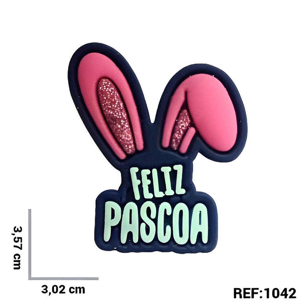 Aplique Emborrachado Kit 10 Unidades Orelha Coelho Feliz Páscoa para Laços, Tiaras, Sapatos e Artesanatos