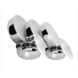 Conjunto De Potes Inox Redondo Com Tampa 5 Peças - Envio Imediato