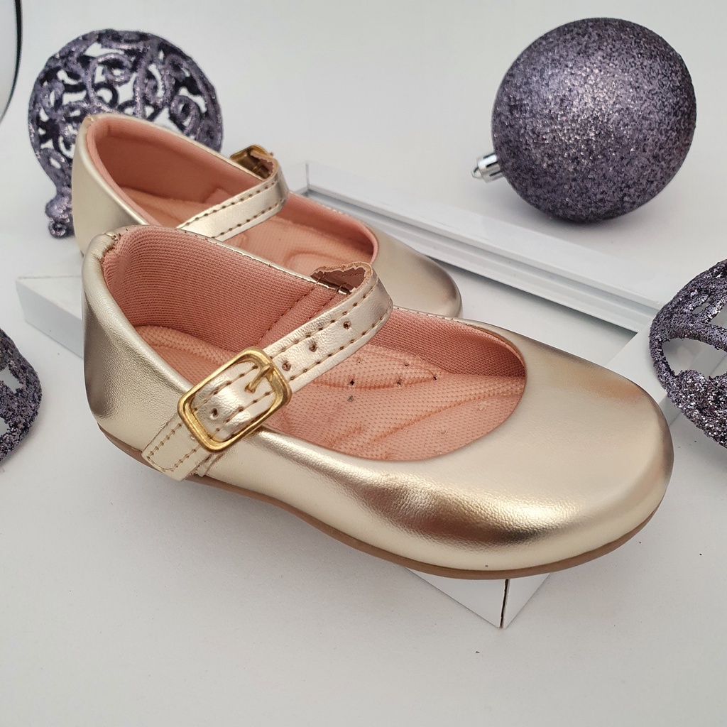 Sapatilha Infantil Confortável De Menina Ouro Fosca Milu Fashion Lisa 20 ao 34