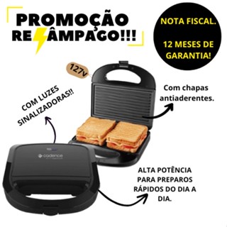 Sanduicheira Misteira e Grill Cadence SAN260 Preta 127v Antiaderente Grande
