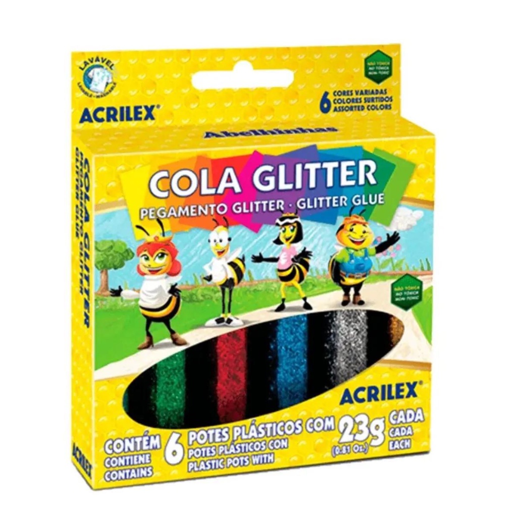 Cola Glitter Colorida 6 Cores - Acrilex | Papelaria | Material Escolar | Artesanato