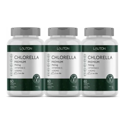 Chlorella 1000 mg C/vitamina C e Cromo 180 Comprimidos Lauton Nutrition Clorela