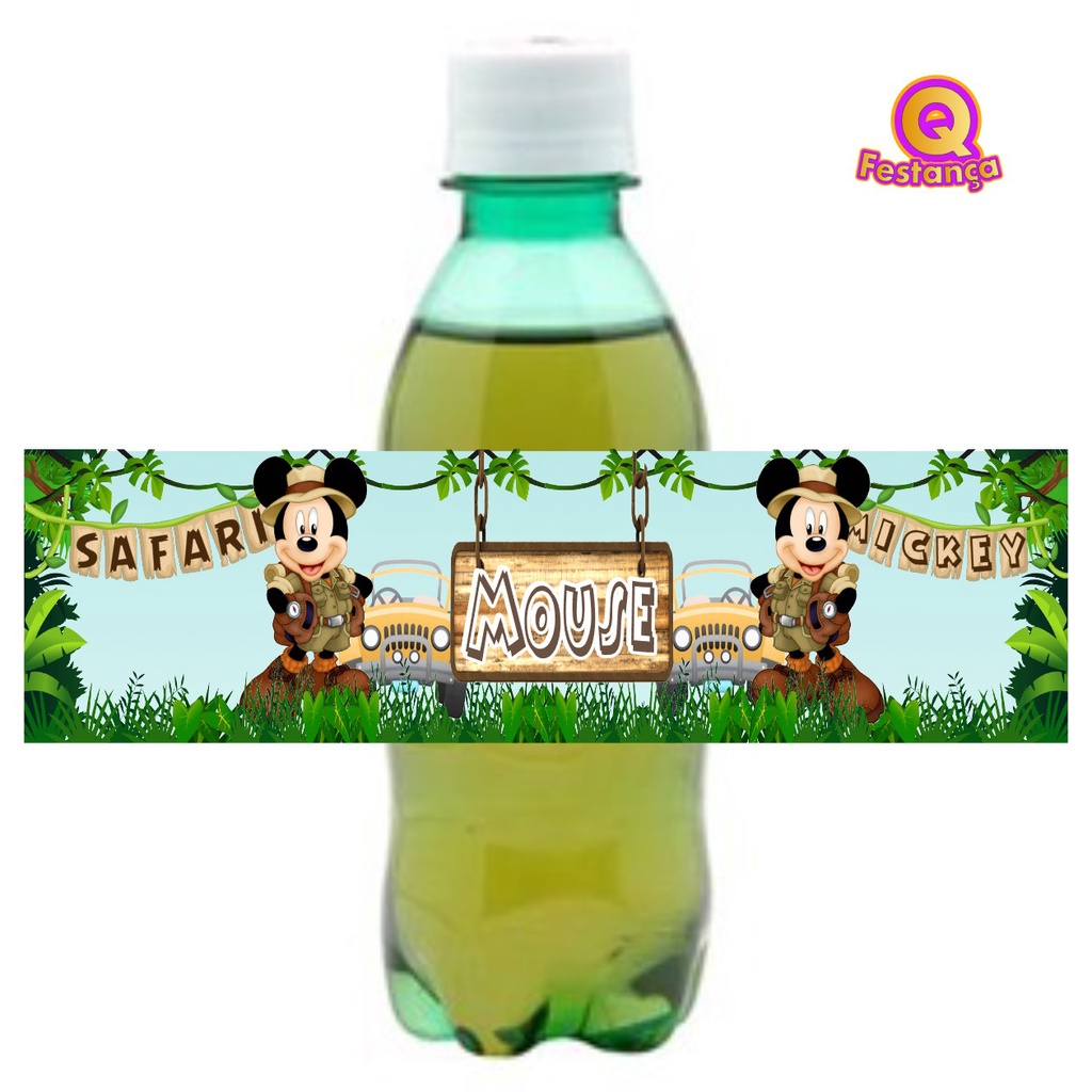 10 Adesivos para Caçulinha Mickey Safari-Mini Refrigerante, Decoração Festa Aniversário, Lembrancinhas Mickey Safari