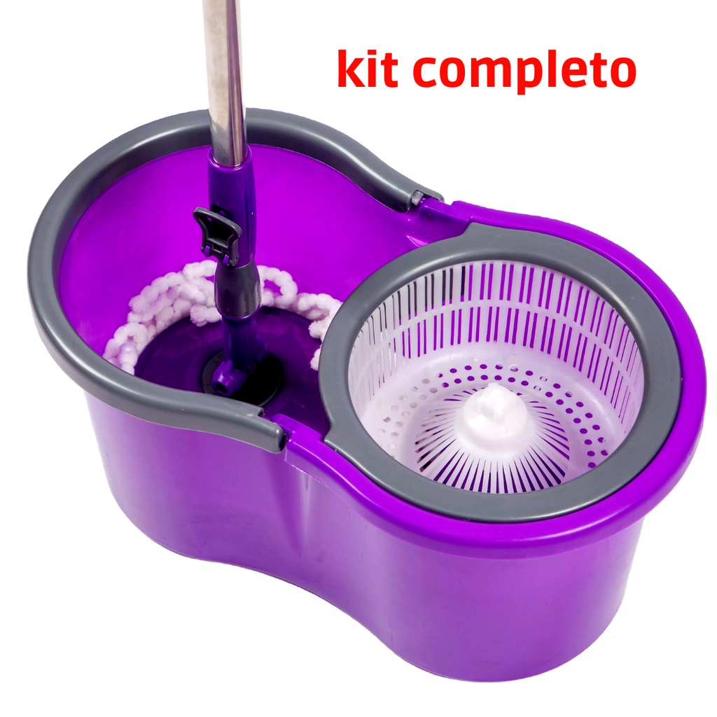 Esfregão Mop Giratório Kit Completo Vassoura Rodo Magico Kit Limpeza Completo