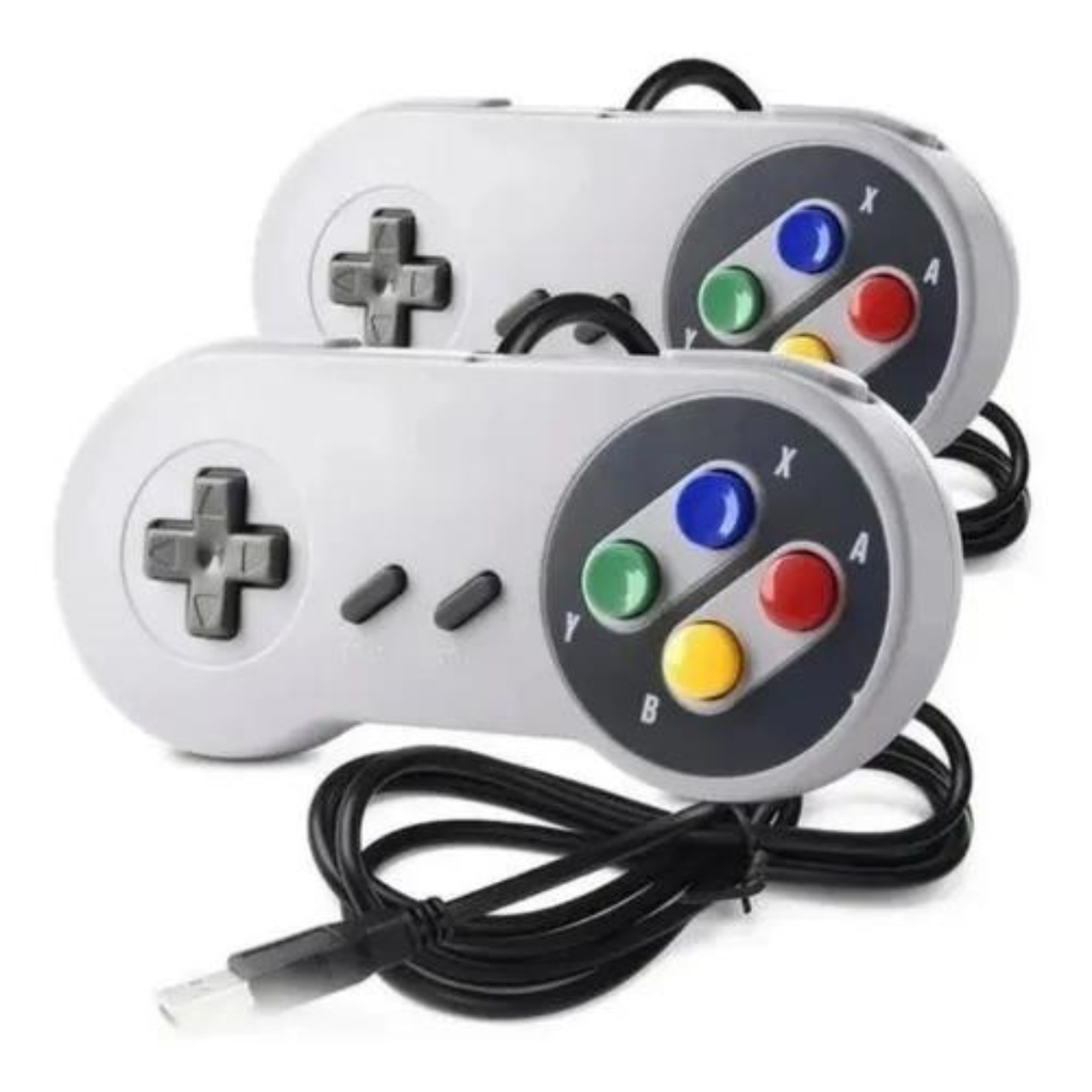 Kit 2 Controles Super Nintendo Joystick Snes Usb Jogos Emulador Pc gamer