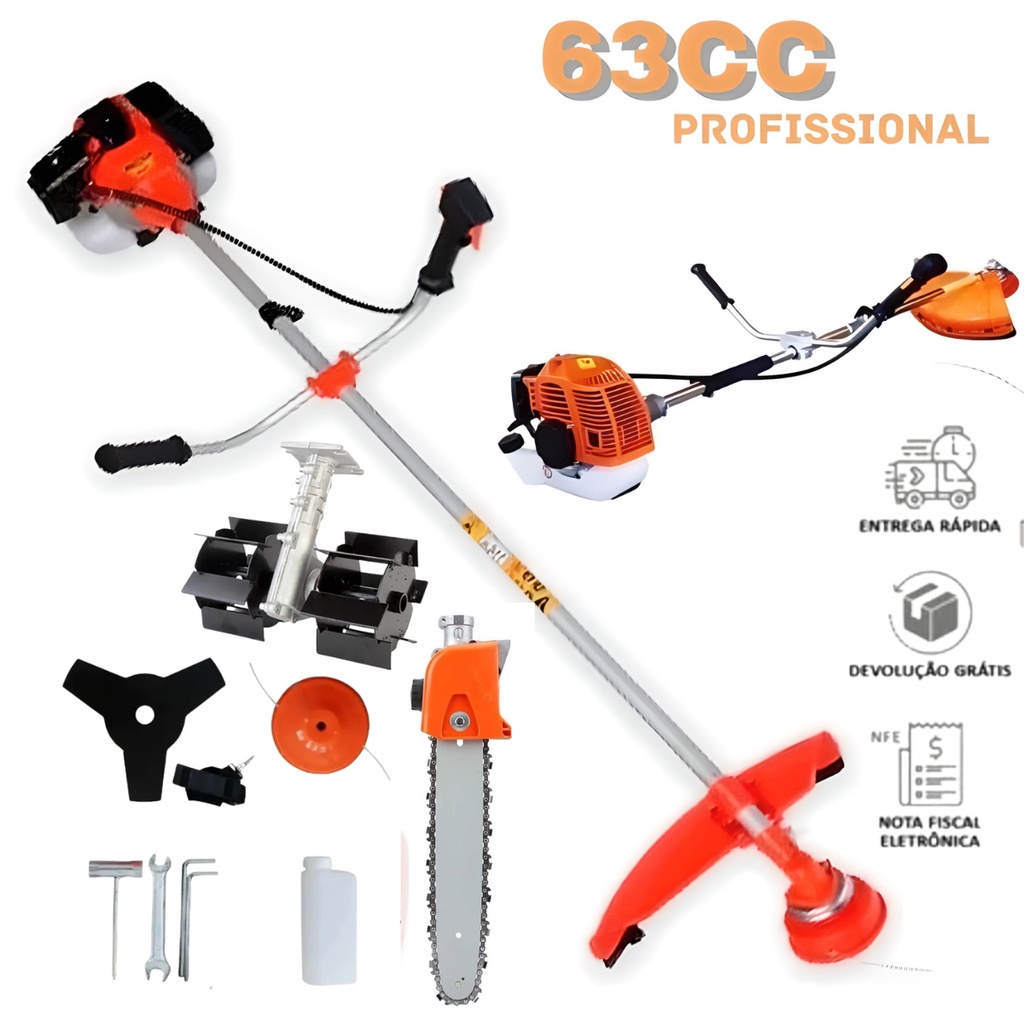 Roçadeira Gasolina 63cc Multifuncional Profissional