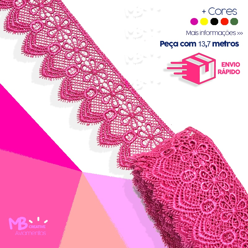 Renda de Guipir CHL-133 - 55mm - Peça com 13,7 Metros em Oferta na Shopee
