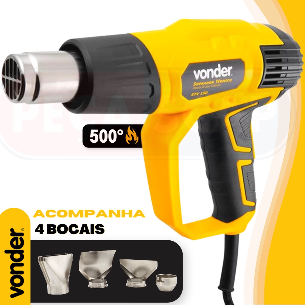 Soprador Térmico Profissional De Alta Temperatura 500° Vonder STV150 1500w 60Hz Com 4 Bicos em Oferta na Shopee