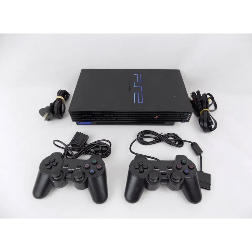 ps2-playstation-2-black-fat-console-bundle-2x-controllers-cables