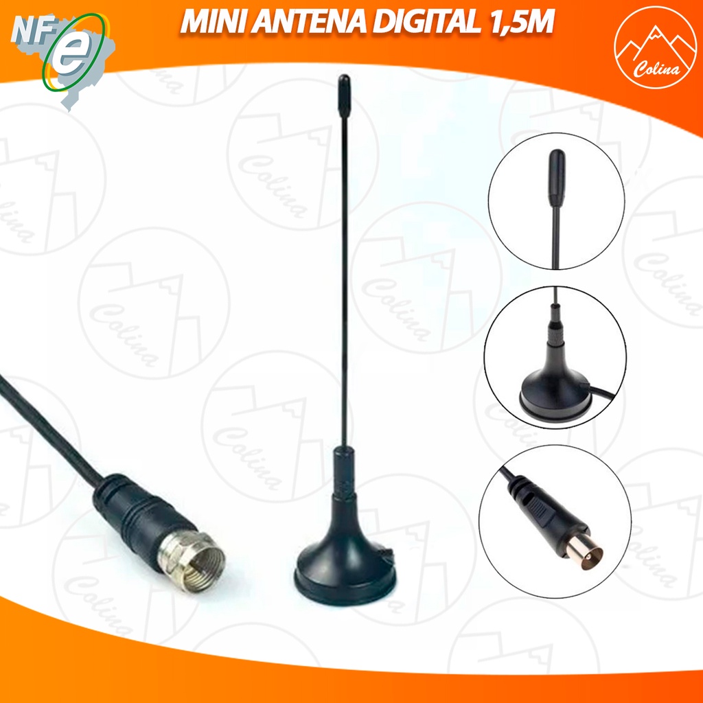Mini Antena Universal Indoor Hd Digital Dual Dta-180 Para Antena De Tv Portátil Base Magnética 1,5m promoção