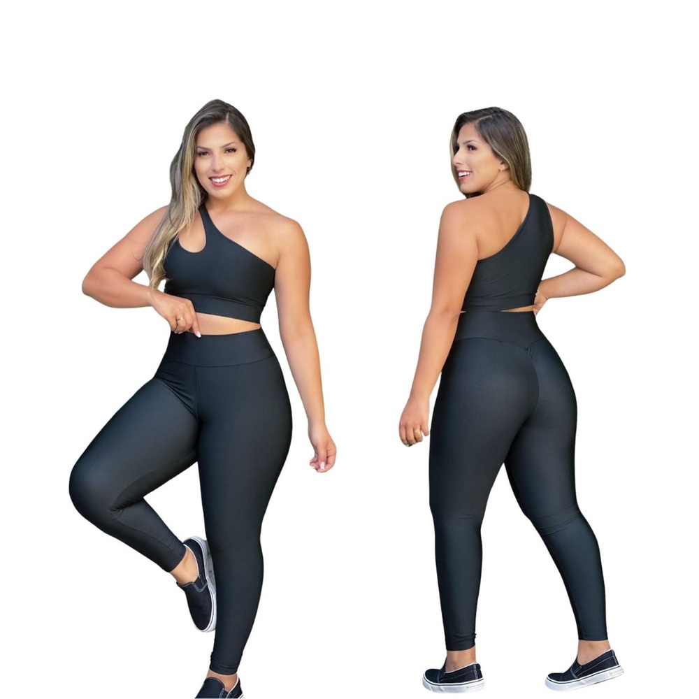 Calça legging e top Conjunto Academia Roupa de Malhar Feminino | Shopee ...