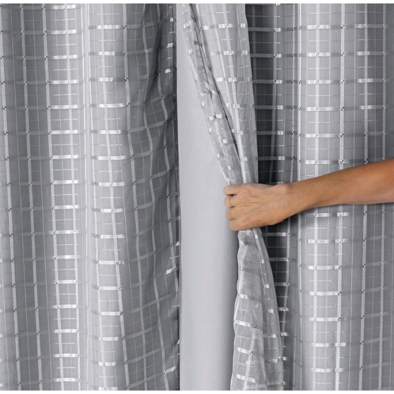 CORTINA 4,00 × 2,60/ 3,00 x 2,60 COM VOIL XADREZ E LISA C/ FORRO MICROFIBRA ALTA QUALIDADE em Oferta na Shopee