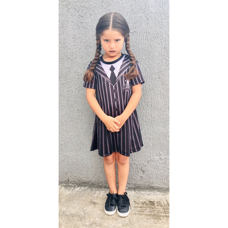 Promoção Fantasia Vestido Infantil  Wandinha Família Adams