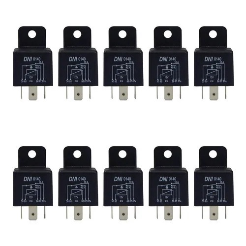Kit 10 Relés Auxiliares Dni 0140 - 5 Terminais 12v 40A Universal