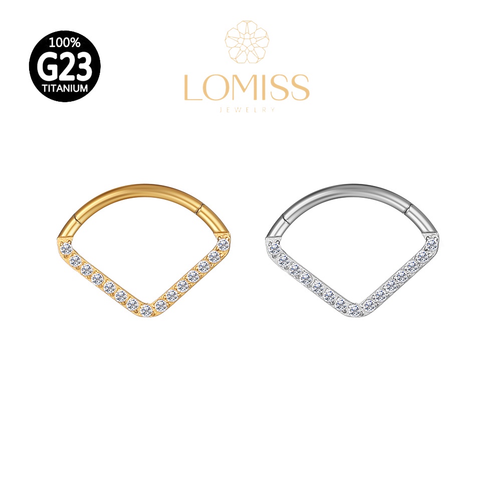 Piercing Orelha Nariz Argola Triangulo Titânio PVD Clik Zircônia《Lomiss semijoias》 em Oferta na Shopee
