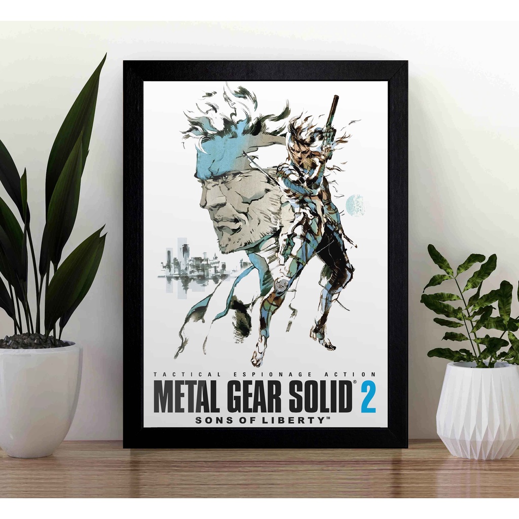 Quadro Metal Gear Solid 2 Sons of Liberty A3 - com Acrílico Na Frente (Tamanho 45.5 X 33 Cm) - Poster Gamer A3