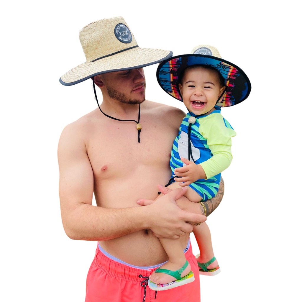 Kit Chapéu De Palha Pai e Filho Praia Surf Saida Combinando Estiloso Mãe E Filha
