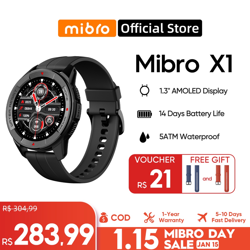 Smartwatch Mibro X1 1.3 " Sensor SPO2 De Tela AMOLED 5ATM À Prova D'água 14 Dias Relógio Esportivo De Bateria De Grande Porte