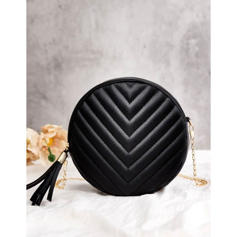 LUKABOUTIQUE-bolsa transversal circular feminina, cores rosa e preto, tamanho único.