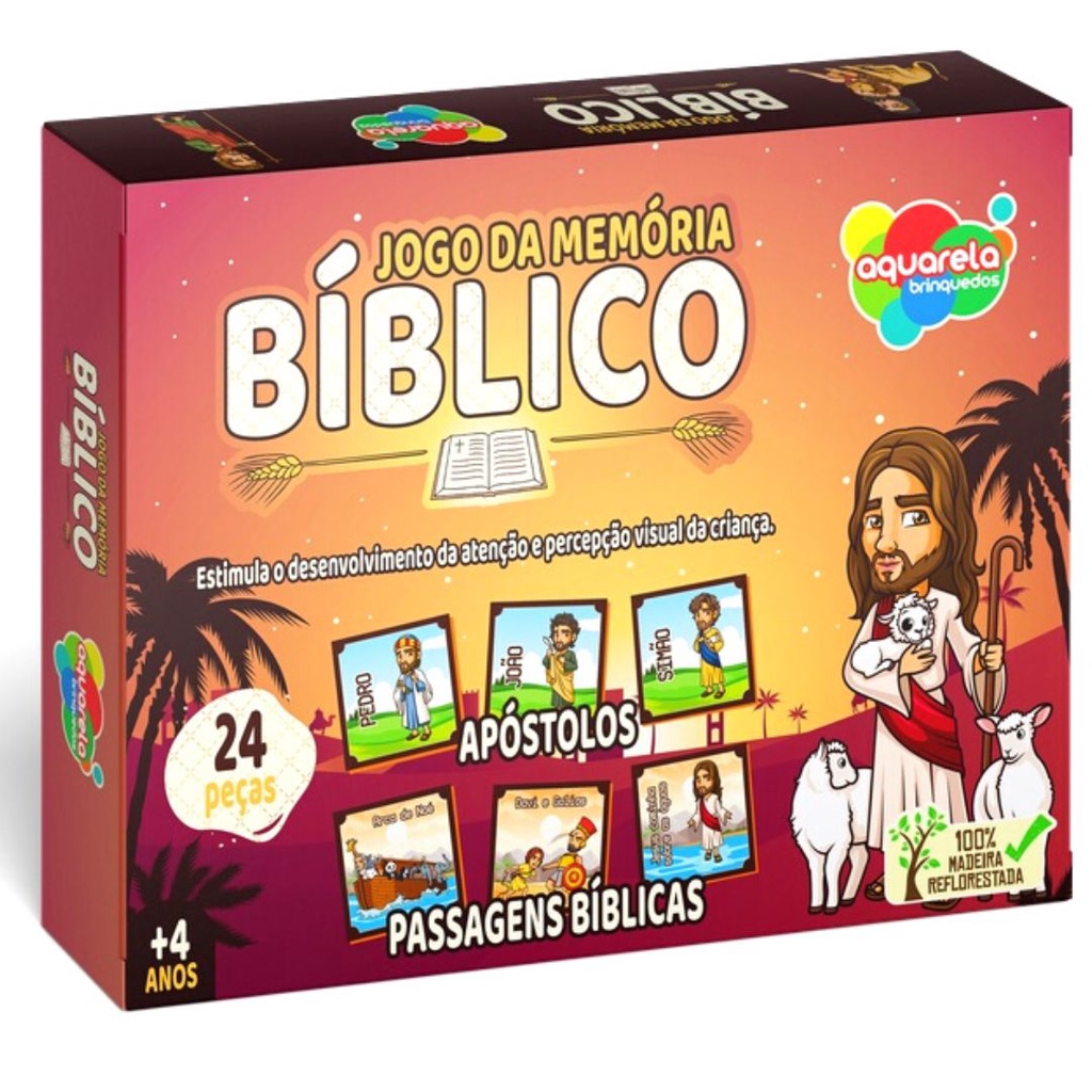Jogo da Memória em Madeira Infantil Bíblico - Brinquedo Educativo