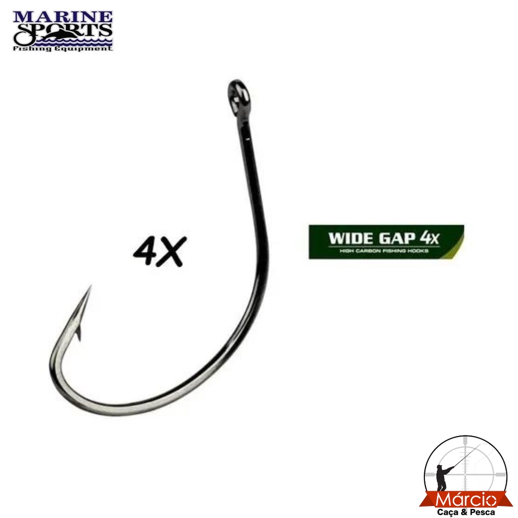 Anzol para Pesca Wide Gap Black 4x com Kit 10 peças Marine Sport