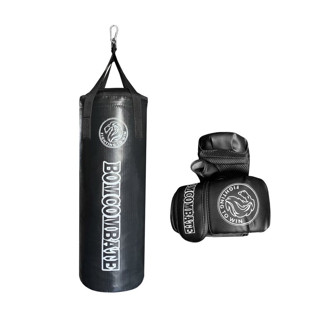 Kit Saco De Pancada Infantil E Par De Luvas Bomcombate Preto
