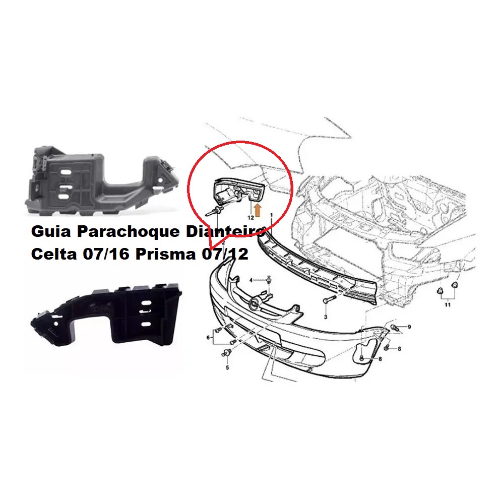 Suporte Guia Parachoque Dianteiro Celta 2006 2007 2008 2009 2010 2011 2012 2013 2014 2015 2016 Par