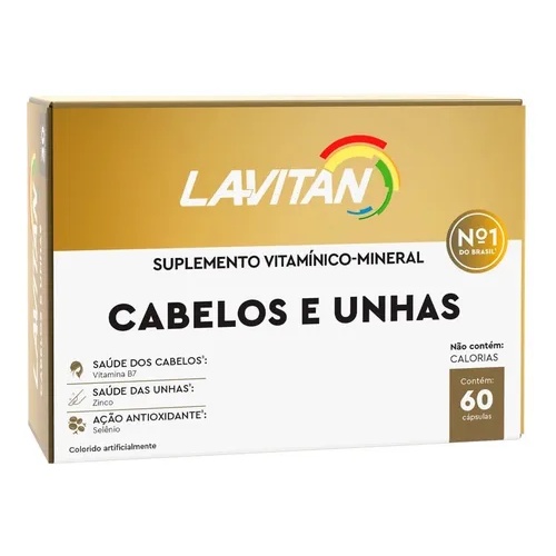 Lavitan Cabelos e Unhas com 60 Cápsulas em Oferta na Shopee