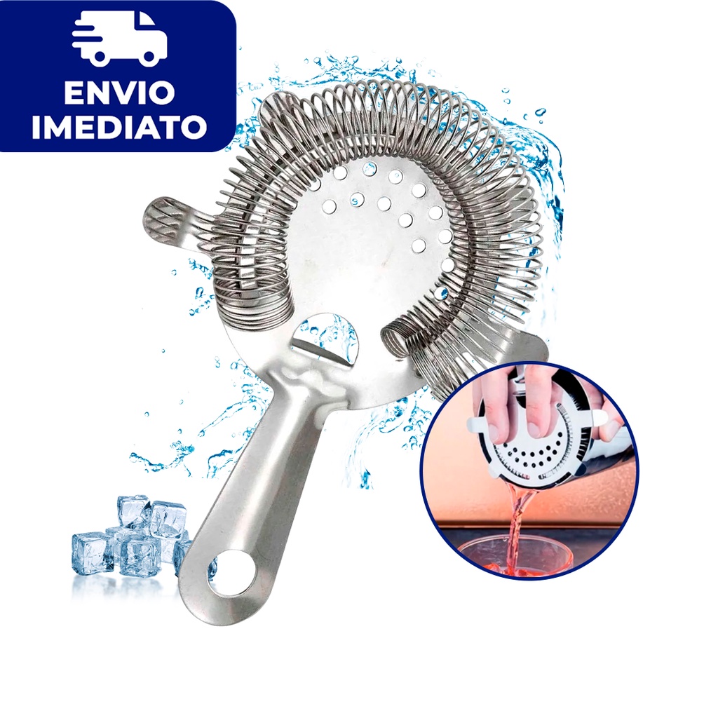 Coador De Bebidas Strainer de Gelo e Frutas em Inox Para Drinks Coqueteleira Caipirinha Coquetéis Para Bar Bares Restaurante Barman Bartender