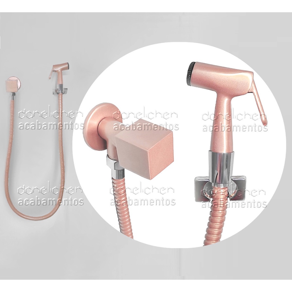 Ducha Higiênica Rose Gold em Metal Chuveirinho de Privada Chuveirinho de Mão Rose Ducha de Bidê Metal Ducha Higiênica Íntima Rosé