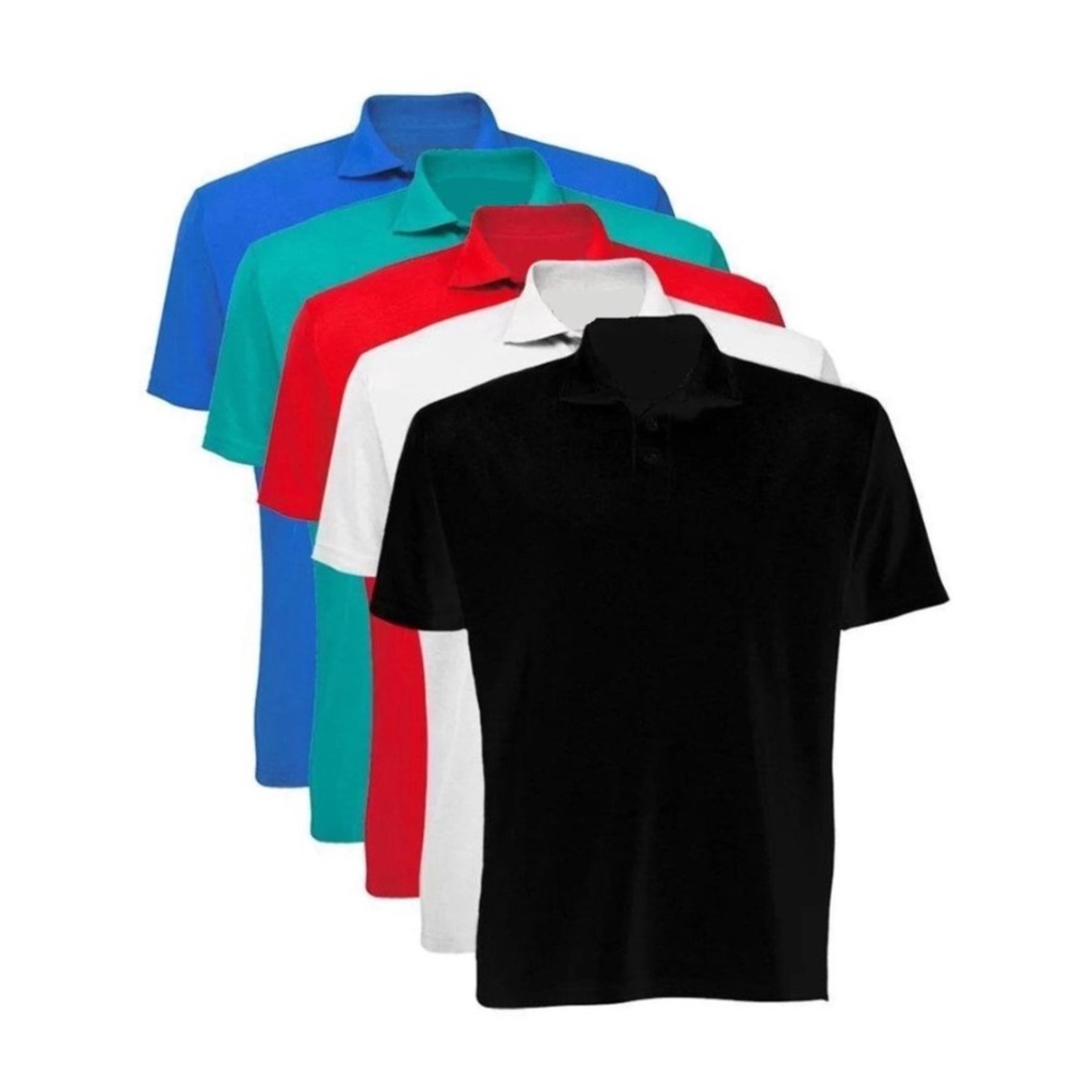 Kit 5 Gola Polo Piquet 100% Poliéster Cores Sortidas