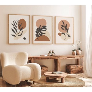 Quadros Decorativo 3 peças  3mm Trio Plantas Escandinavos Boho Moderno decoração para casa sala quarto