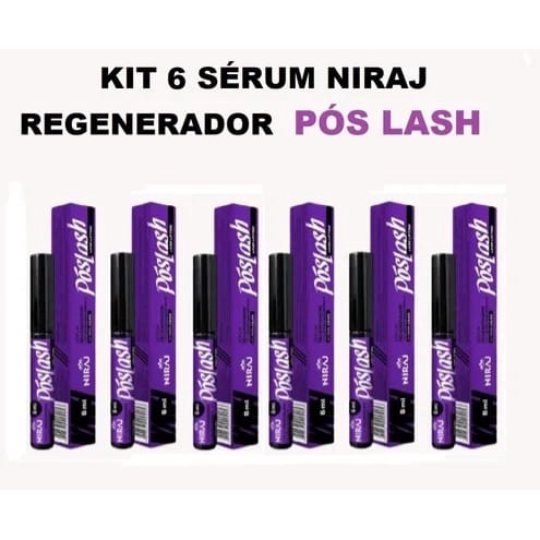 Niraj Sérum Kit com 6 unidades Regenerador Pós Lash Lifting - 8 Ml - Roxo - Com Ácido Hialurônico