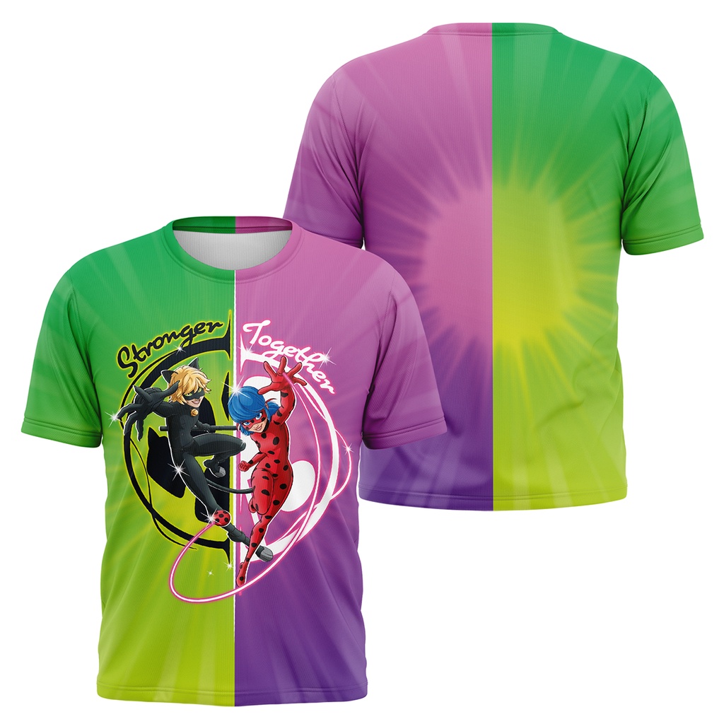 Camisa Premium Miraculous As Aventuras de Ladybug - Dois Mundos Cat Noir & Ladybug