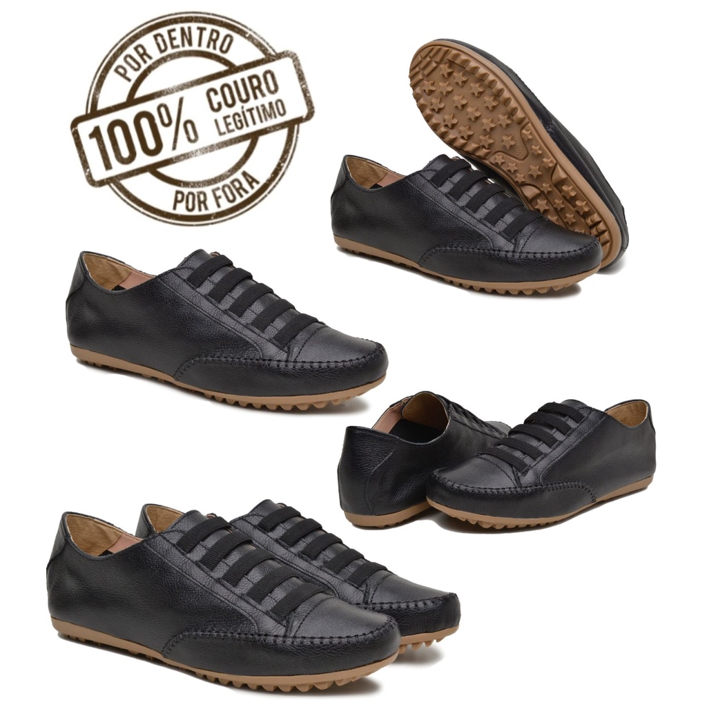 Mocatênis Tênis Feminino Mocassim Casual Sapatênis Em Couro Legítimo do 33 ao 42