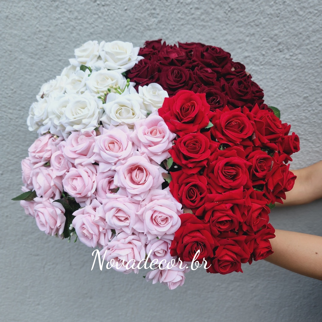 Buquê de veludo rosa com 18 flor artificial P/ Decoração Casamento, Arranjos, Decorar Festas e casa em Oferta na Shopee