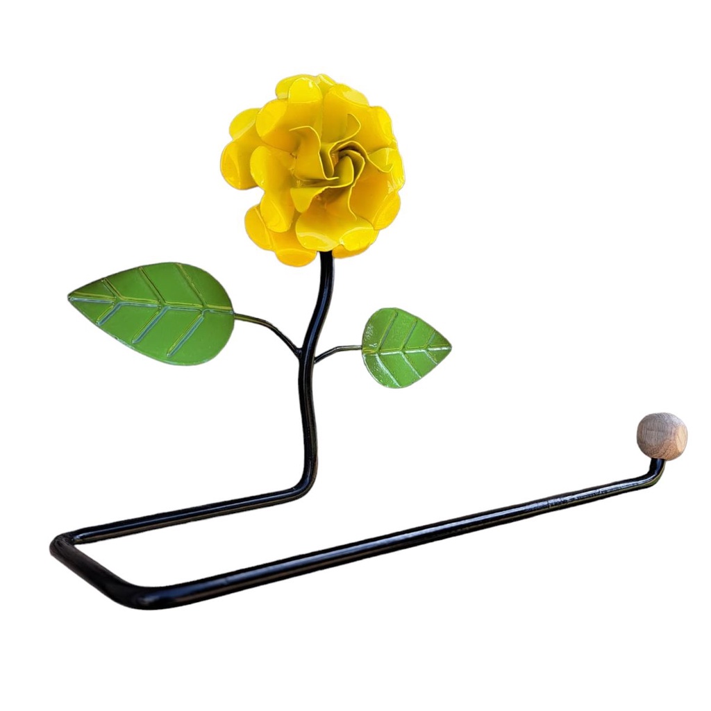Suporte Porta Papel Toalha Em Ferro De Parede Com Flor