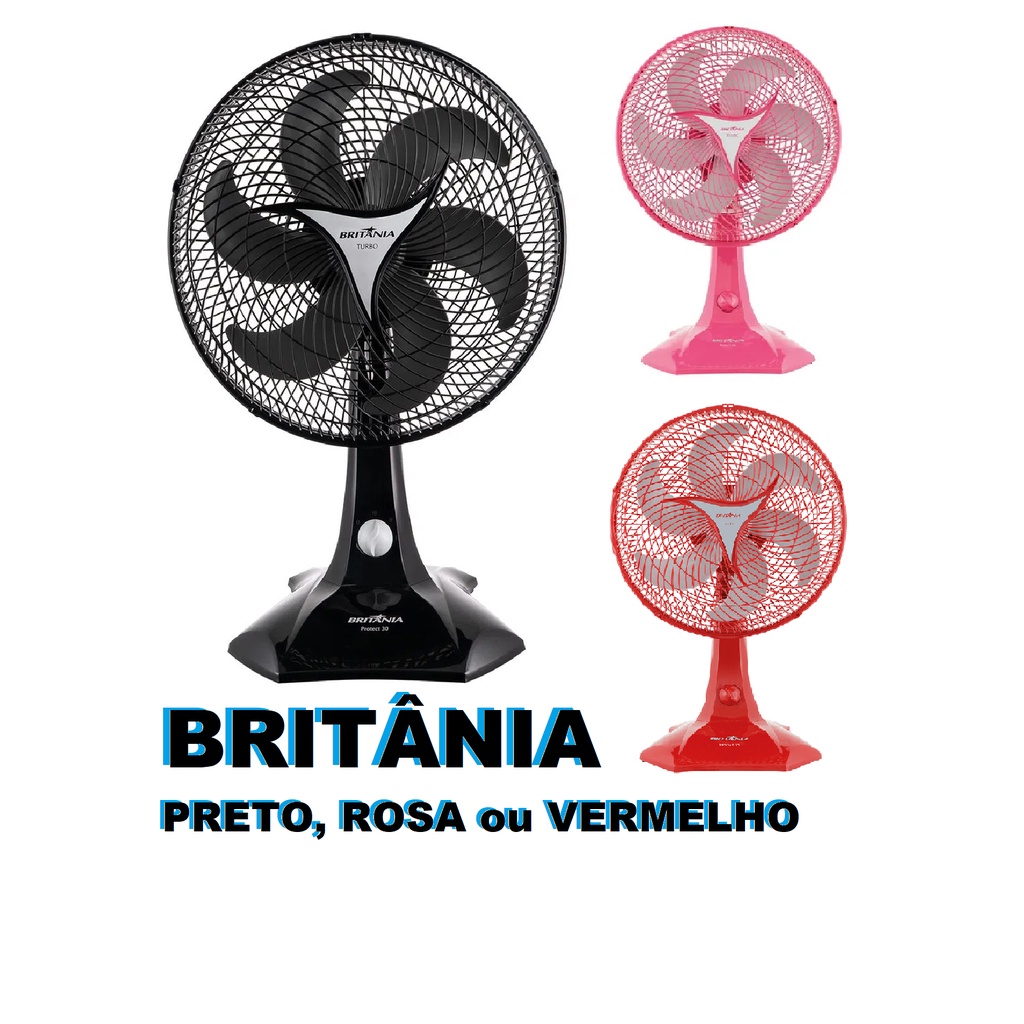 Ventilador De Mesa Britânia Protect 30 Six Preto, Rosa Ou Vermelho Com ...