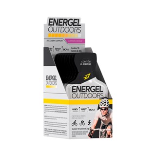 Energel Outdoors Caixa 10 Sachês de 30g Cada - Bodyaction - Gel de Carboidrato Sem Cafeína (Pedal/Endurance/Bike)