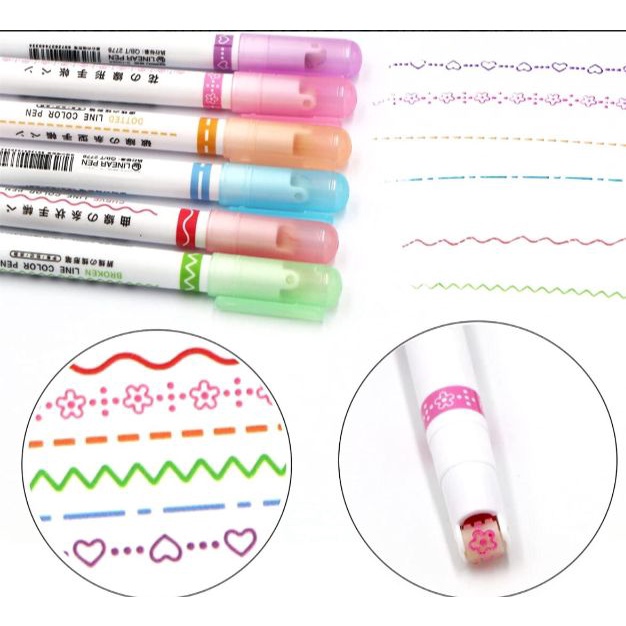 Kit Com 6 cores  Caneta Carimbo Roller Marca Texto Papelaria/Escritório/Material escolar/Novidade