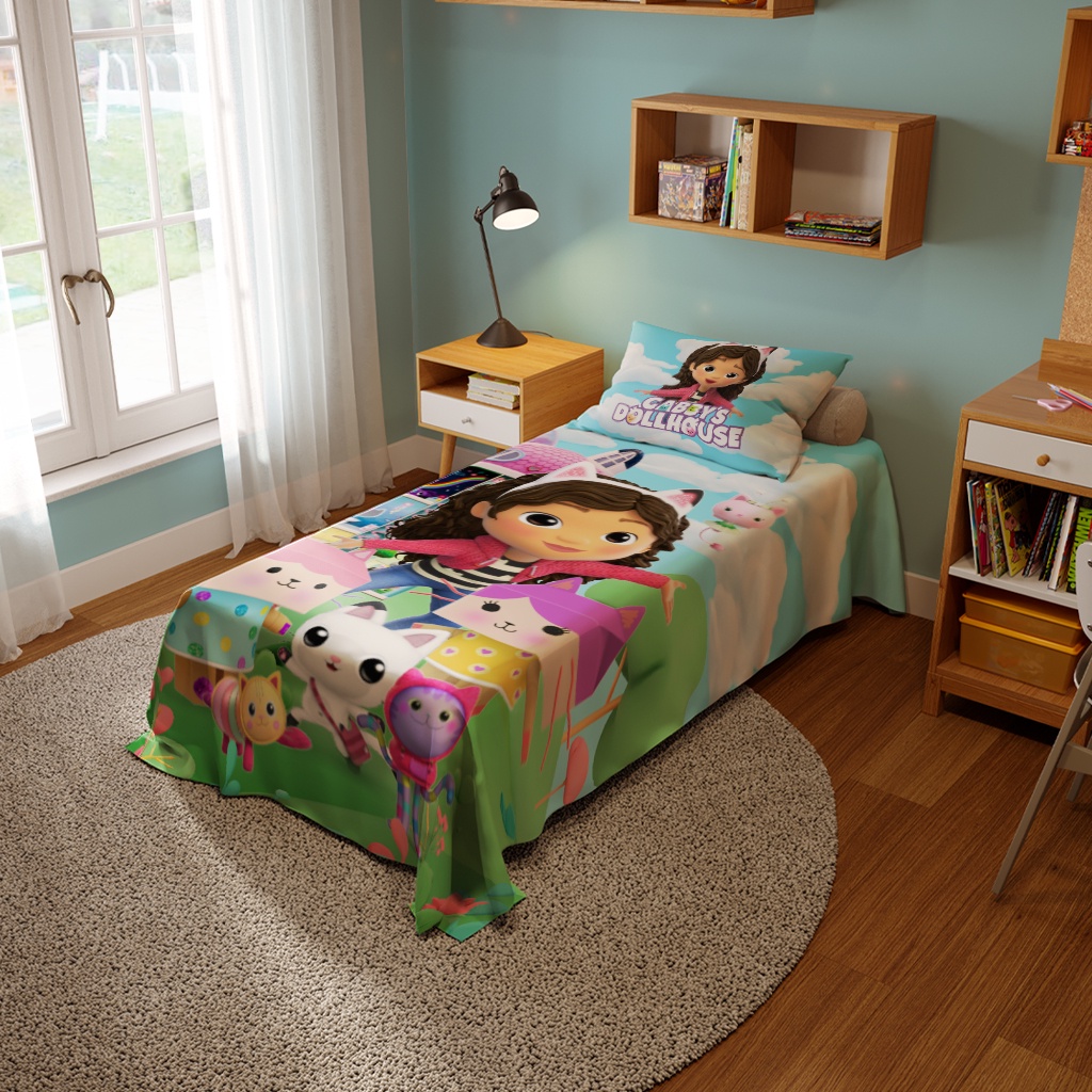 Jogo de Lençol Infantil  A Casa Magica da Gabby em Oferta na Shopee