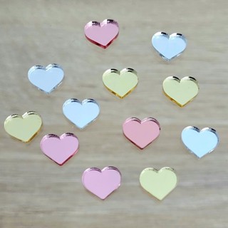 50 Mini Corações Acrílico Espelhado - 1cm (50 unidades)