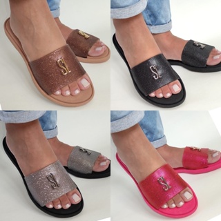 Rasteira Feminina Rasteirinha Macia Confortável Glitter Stras em Oferta na Shopee