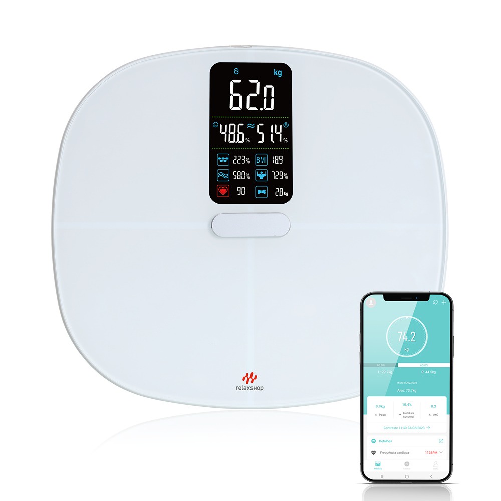 BALANÇA BIOIMPEDÂNCIA DIGITAL BIO PLUS VIDRO TEMPERADO em Oferta na Shopee